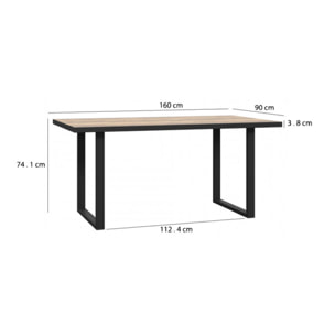 Table basse en bois effet chêne et noir style industriel - YAL