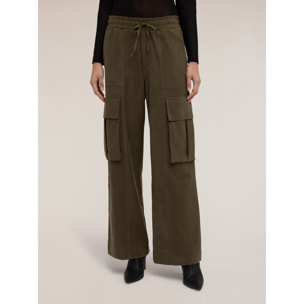 Motivi - Pantaloni cargo in gabardina misto lyocell - Verde militare