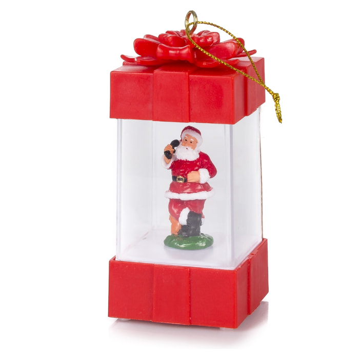 DAM Lampada natalizia  con luce, design regalo con Babbo Natale. 5x5x11 cm. colore rosso