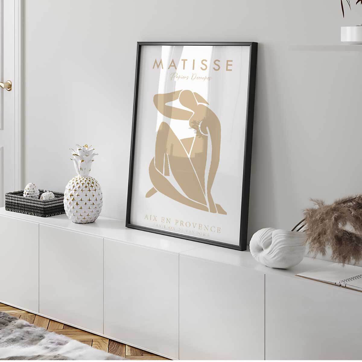 Affiche encadrée silhouette féminine matisse Affiche + cadre en métal - Noir