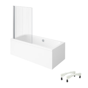 Baignoire droite VILLEROY & BOCH Architectura avec pieds acrylique 190 x 90 cm  + Pare bain gauche AURYS Raywall chromé