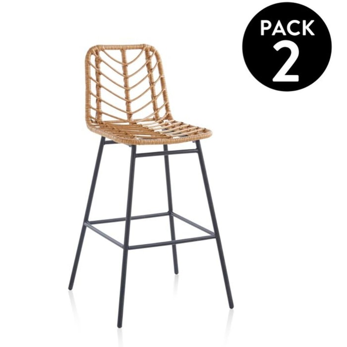 Pack 2 taburetes altos Kedma Rattan