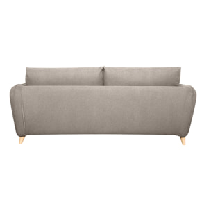 Canapé convertible scandinave 3 places en tissu beige avec matelas 10 cm CREEP