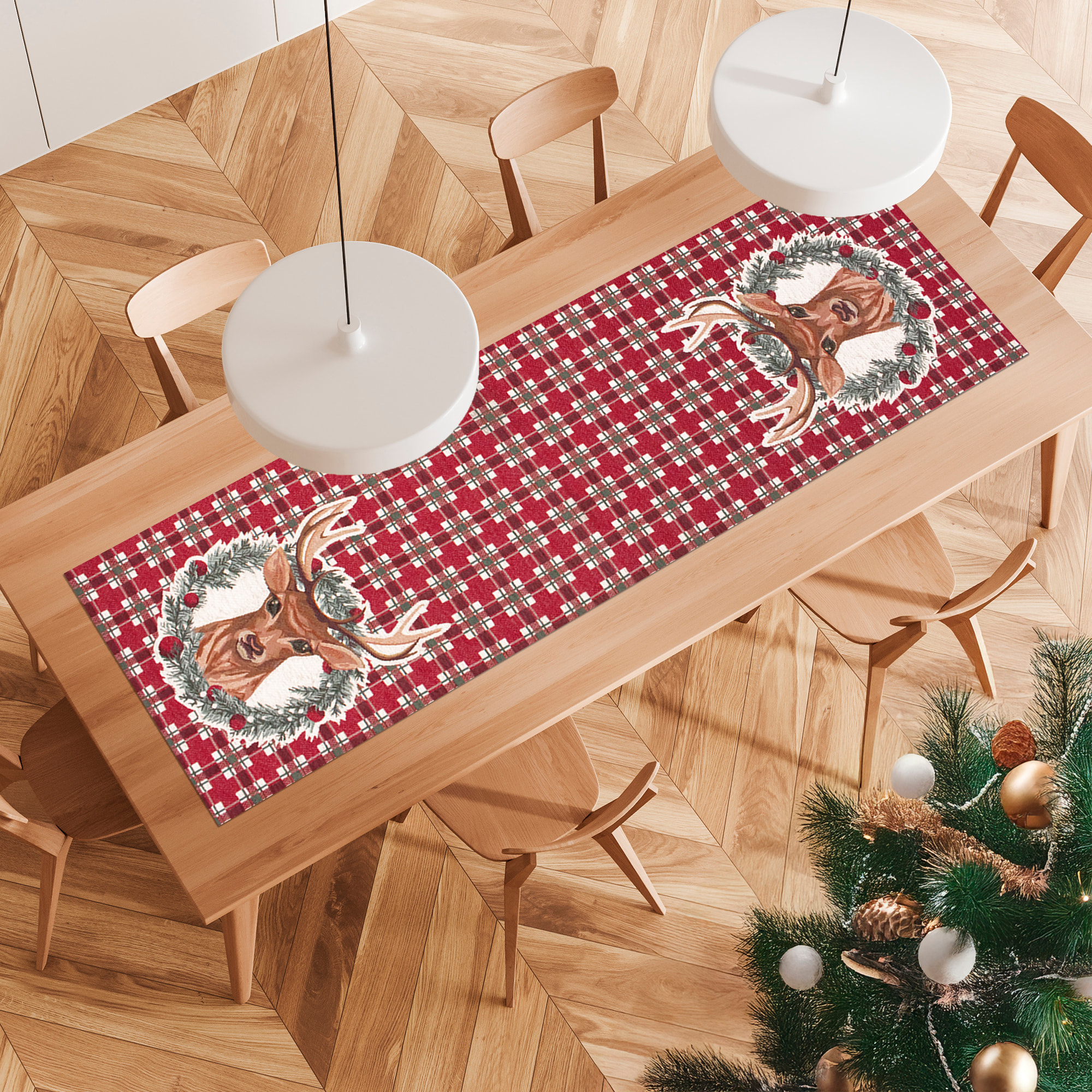 Runner Natalizio Renne 40x140 cm Gobelin Jacquard