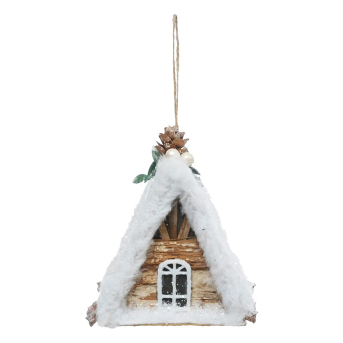 Sujet maison neige 13cm polystyrène assorti