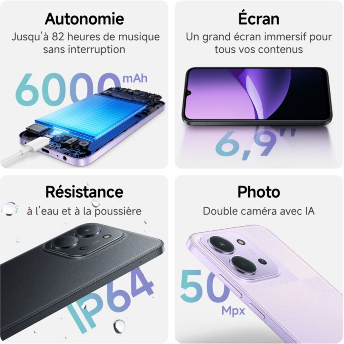 Smartphone XIAOMI Redmi 15C 256Go Noir 5G