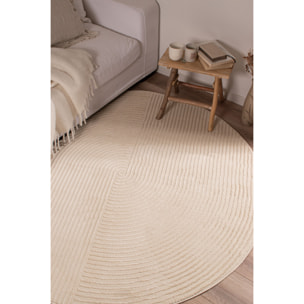 BIANCA - Tapis rond à motif géométrique en relief - Crème