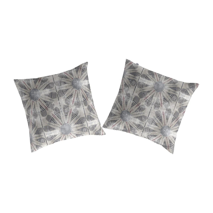 2 Fundas de almohada ABU 65x65 cm - gris - 100% algodón -