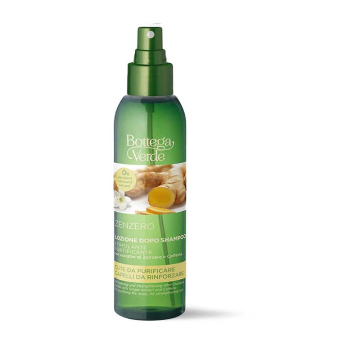 Zenzero - Lozione dopo shampoo stimolante fortificante - con estratto di Zenzero e Caffeina - rinforza i capelli dalle radici alle punte - cute da purificare - capelli da rinforzare