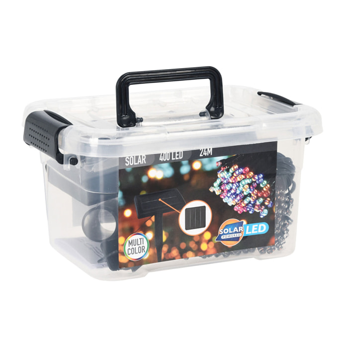 Guirnalda de luz led solar multicolor con 400 leds y panel solar policristalino