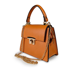 Borsa Donna in vera pelle Made in Italy colore Marrone dimensioni cm 22x17x10