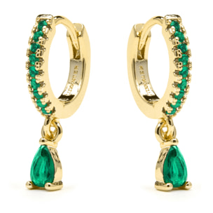 Pendientes acabado oro amarillo de 18k y Circonita Esmeralda