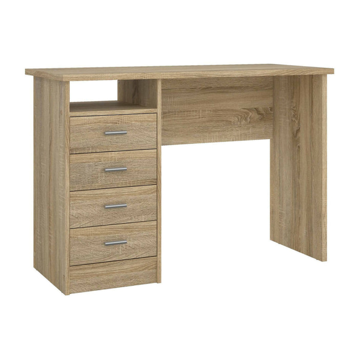 Scrivania Appollo, Scrittoio multiuso, Tavolo per ufficio porta PC, Piano di lavoro, 110x49 h76 cm, Quercia