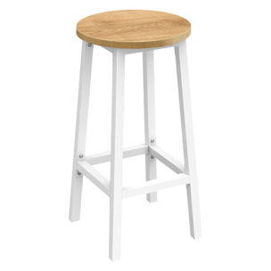 Sgabello bar stile loft rovere e bianco