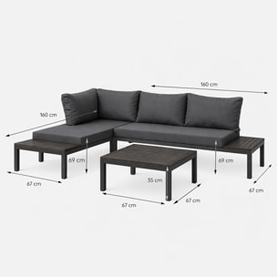 Salon de jardin 3-4 places avec table basse gris foncé CANEE