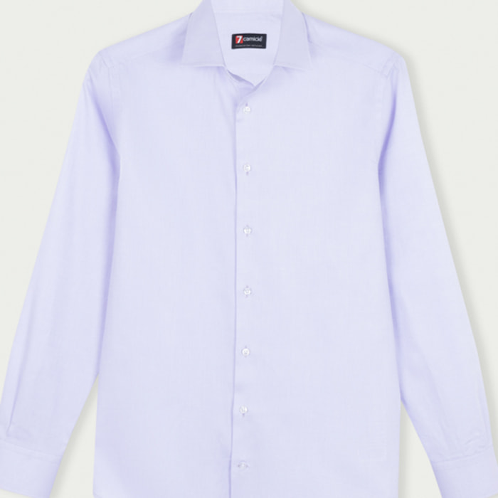 Camicia Uomo 1 Bottone Francese Slim Cotone Unito Lilla