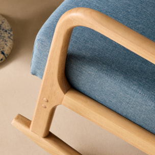 Rocking chair scandinave bois d'hévéa et tissu LORENS