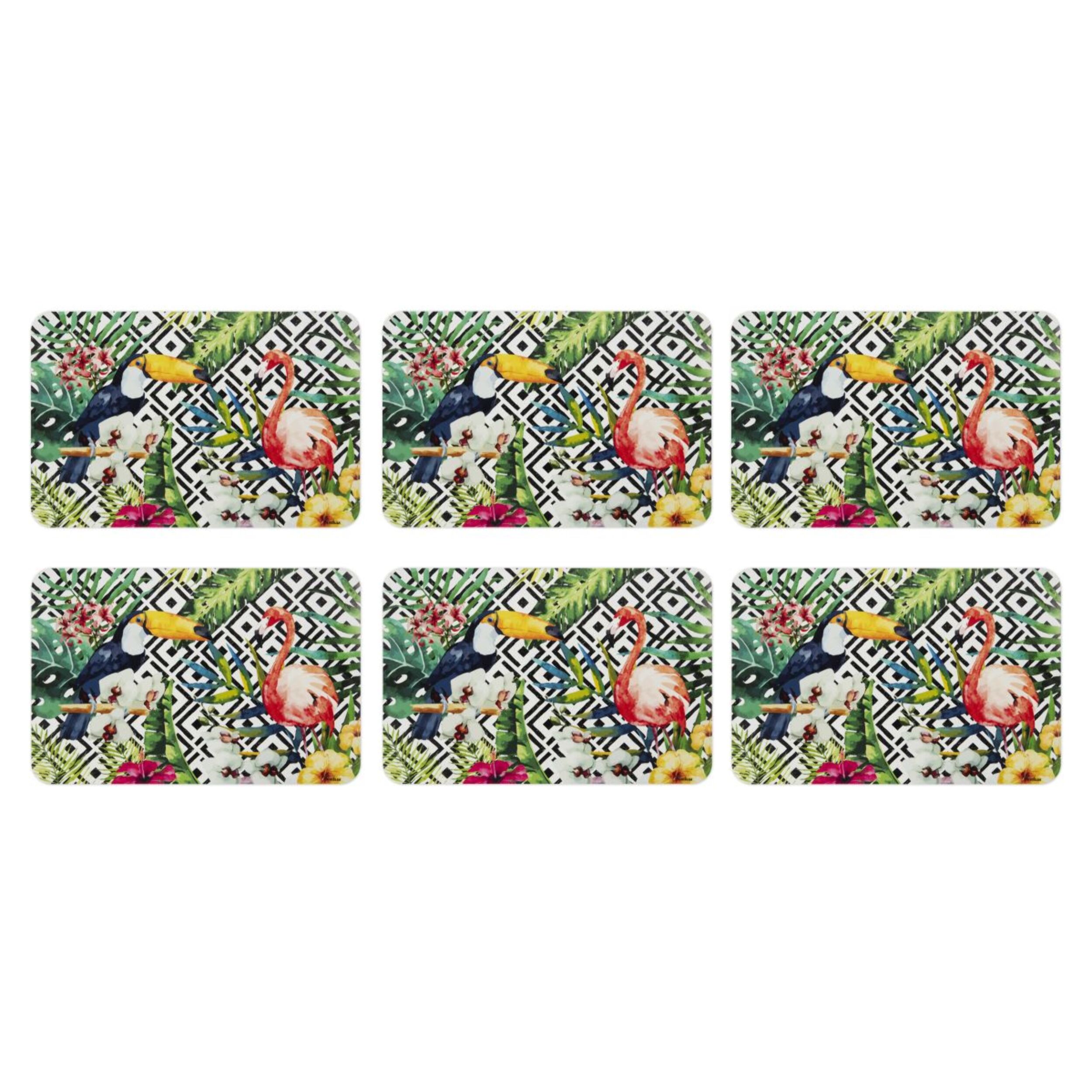 Set de 6 sets de table rectangulaires Excelsa – Tropical Chic, Polypropylène Multicolore