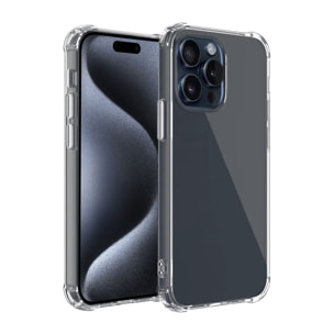 Coque iPhone 15 Pro Antichoc bords renforcés en Silicone Transparente