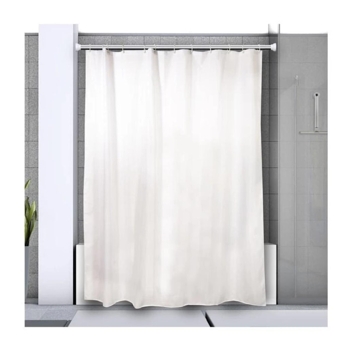 Barre tringle pour rideau de douche ou baignoire extensible sans perà§age en Alu KRETA 125-220cm Finition Brillante Spirella