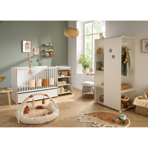 Lit bébé combiné 120x60 évolutif en 90x190 en bois blanc