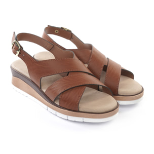 SANDALO ZEPPA FASCE INCROCIATE CUOIO