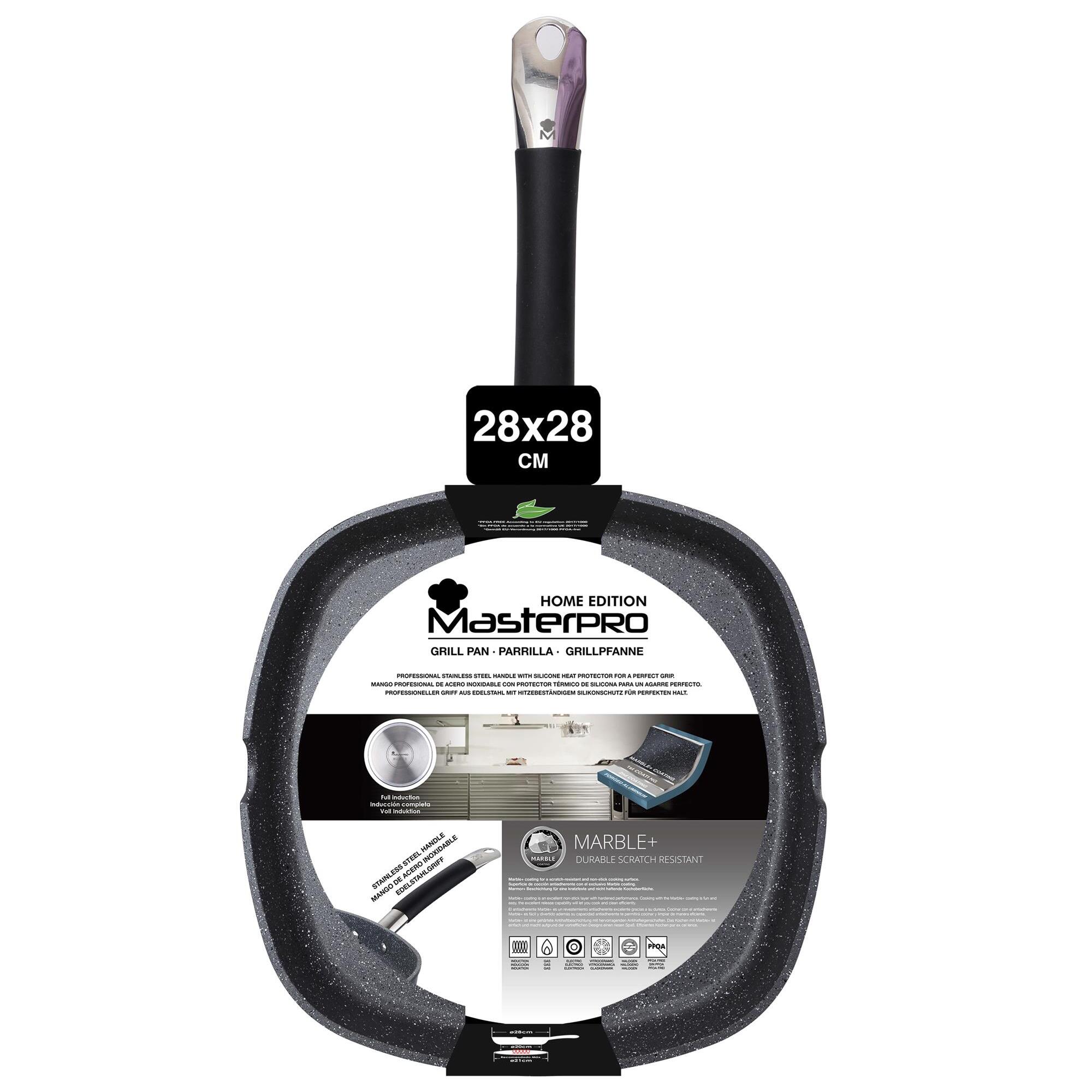 Sartén Grill de 28x28x4,5cm en Aluminio forjado color Gris MasterPRO