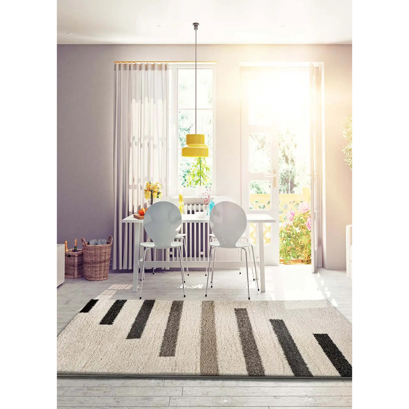 SCENIC Alfombra shaggy geométrica gris, varias medidas disponibles.