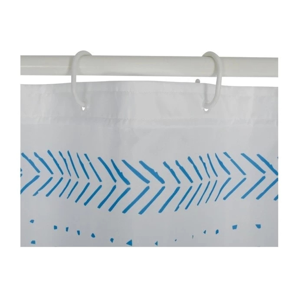 MSV Rideau de douche Polyester TORALLA 180x200cm QUALITE PREMIUM Bleu - Anneaux inclus