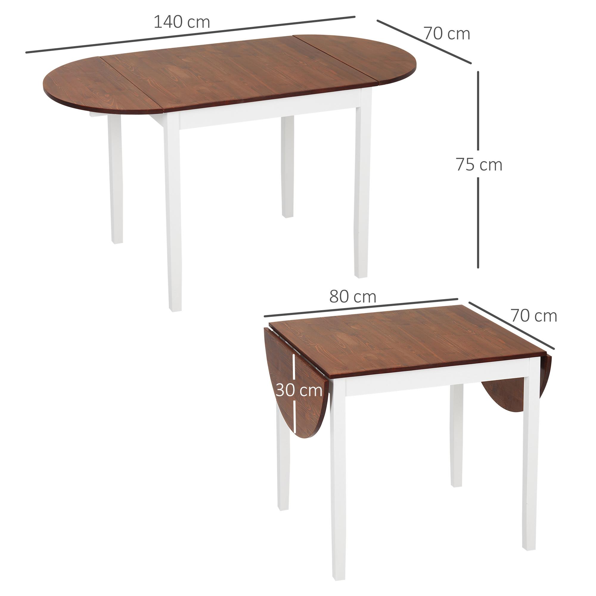 Mesa de Cocina Plegable de Madera Mesa de Comedor Extensible con Hojas Abatibles para 4-6 Personas Carga 50 kg 140x70x75 cm Marrón