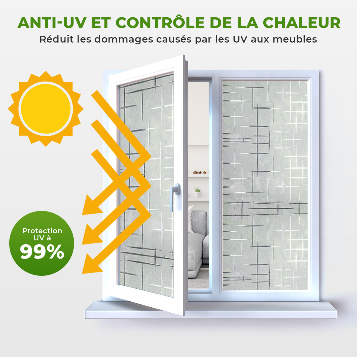 Rouleau occultant vitrostatique étoiles design pour fenêtre au mètre - Film Anti Regard Electrostatique Occultant Vitre Anti UV