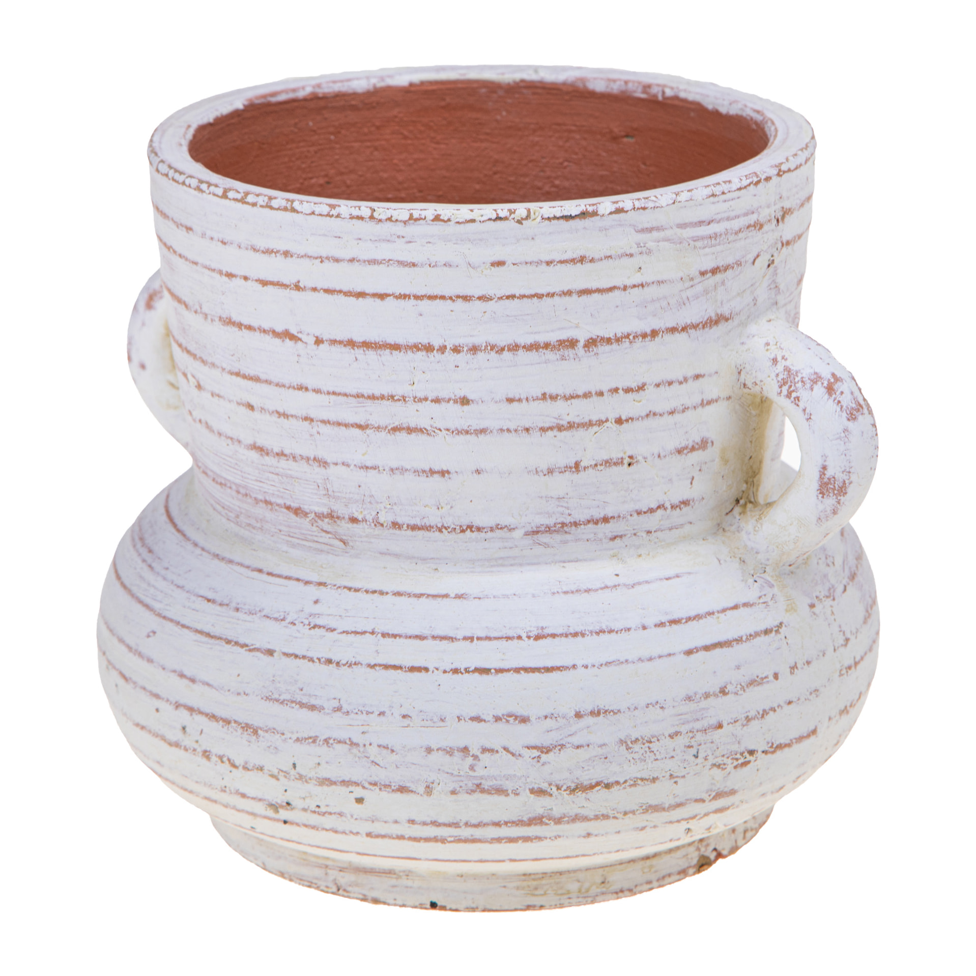 Vaso Con Manici Diametro 23,5Xh.19 Cm - Pezzi 1 - 23,5X19X21cm - Colore: Bianco - Bianchi Dino - Decori Casa E Complementi