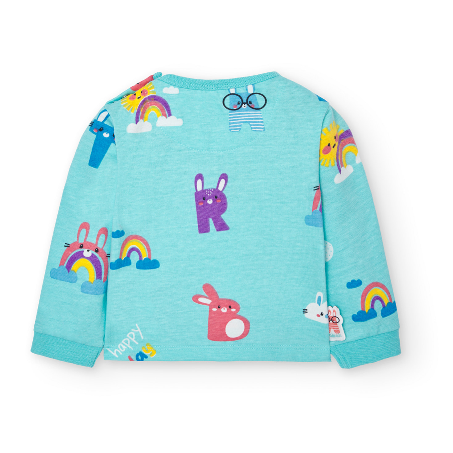 Conjunto bebÃ© niÃ±o, algodÃ³n, estampado verde agua manga