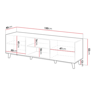 Come - meuble TV - effet bois - 150 cm - style contemporain - Bois