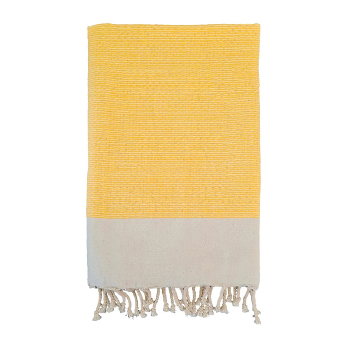 Fouta nid d'abeille traditionnelle Jaune 100x200 190g/m² - Athena Tournesol