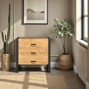 Commode bois métal 3 tiroirs MILORA