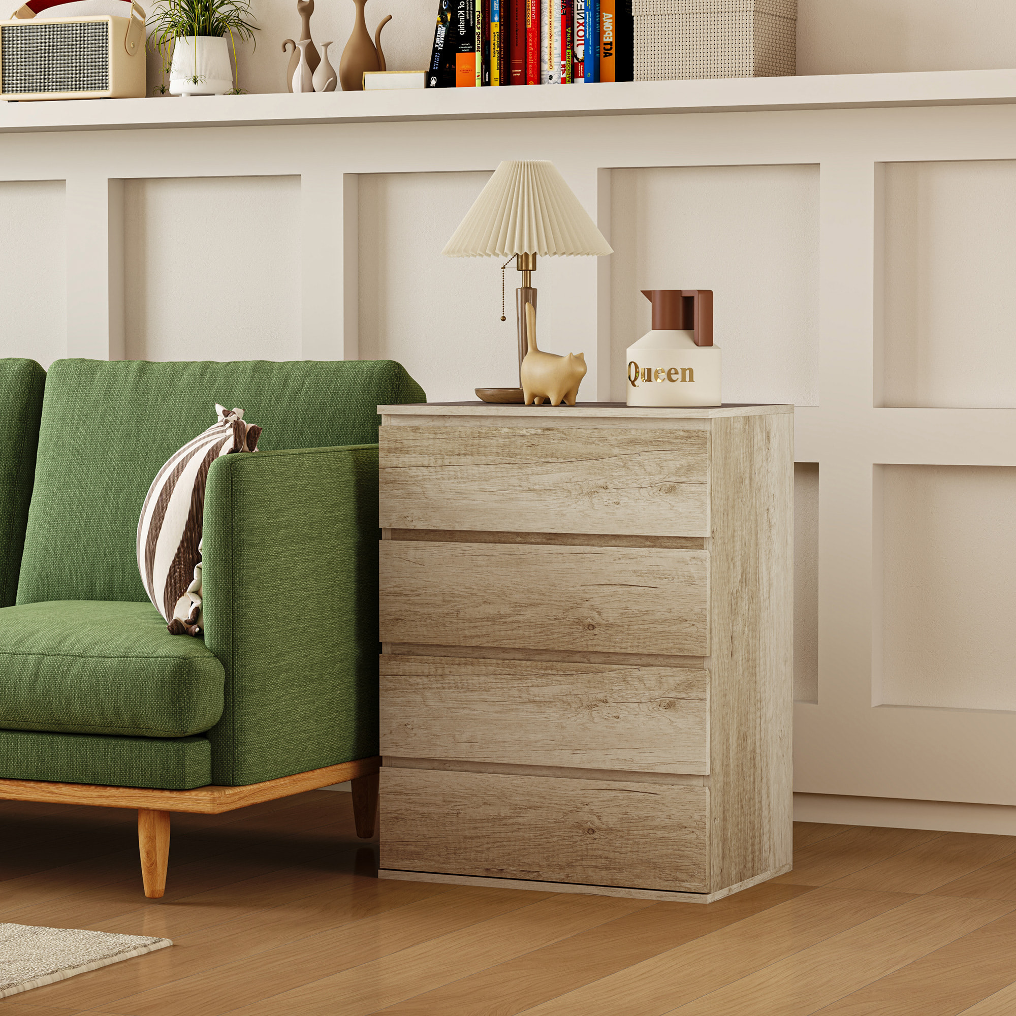 Commode 4 tiroirs dim. 60L x 40l x 80H cm effet bois