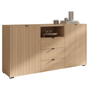 Judy - buffet bas 150 cm - 2 portes, 3 tiroirs et 1 niche - Bois