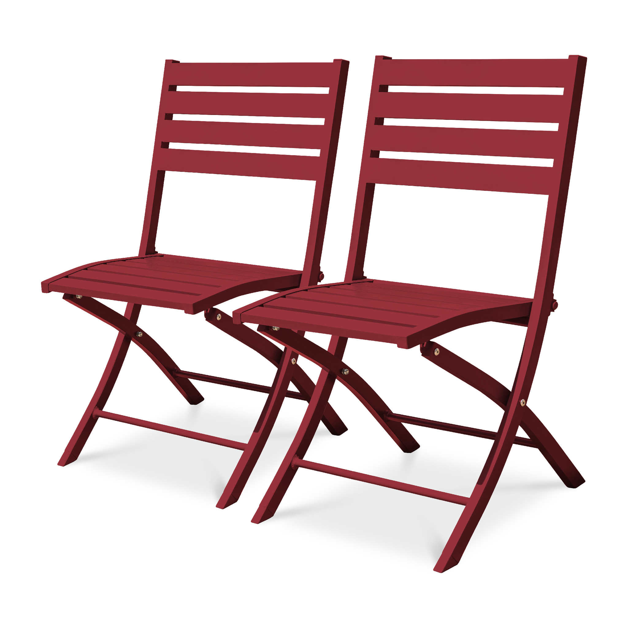 MARIUS - Lot de 2 chaises de jardin en aluminium rouge carmin