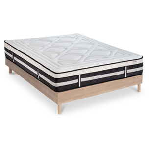 Ensemble Matelas Calliope mémoire de forme - 28cm + sommier kit bois - 2 Places