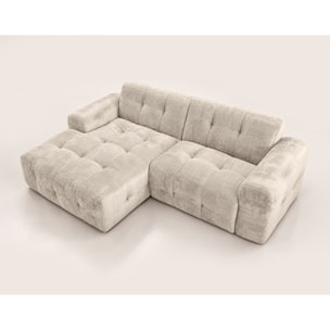 Diane - Canapé d'angle gauche 4 places en velours texturé - Beige