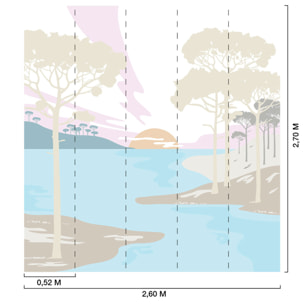 Papier peint lac et pinède Intissé