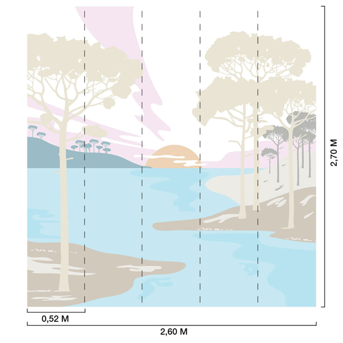 Papier peint lac et pinède Intissé
