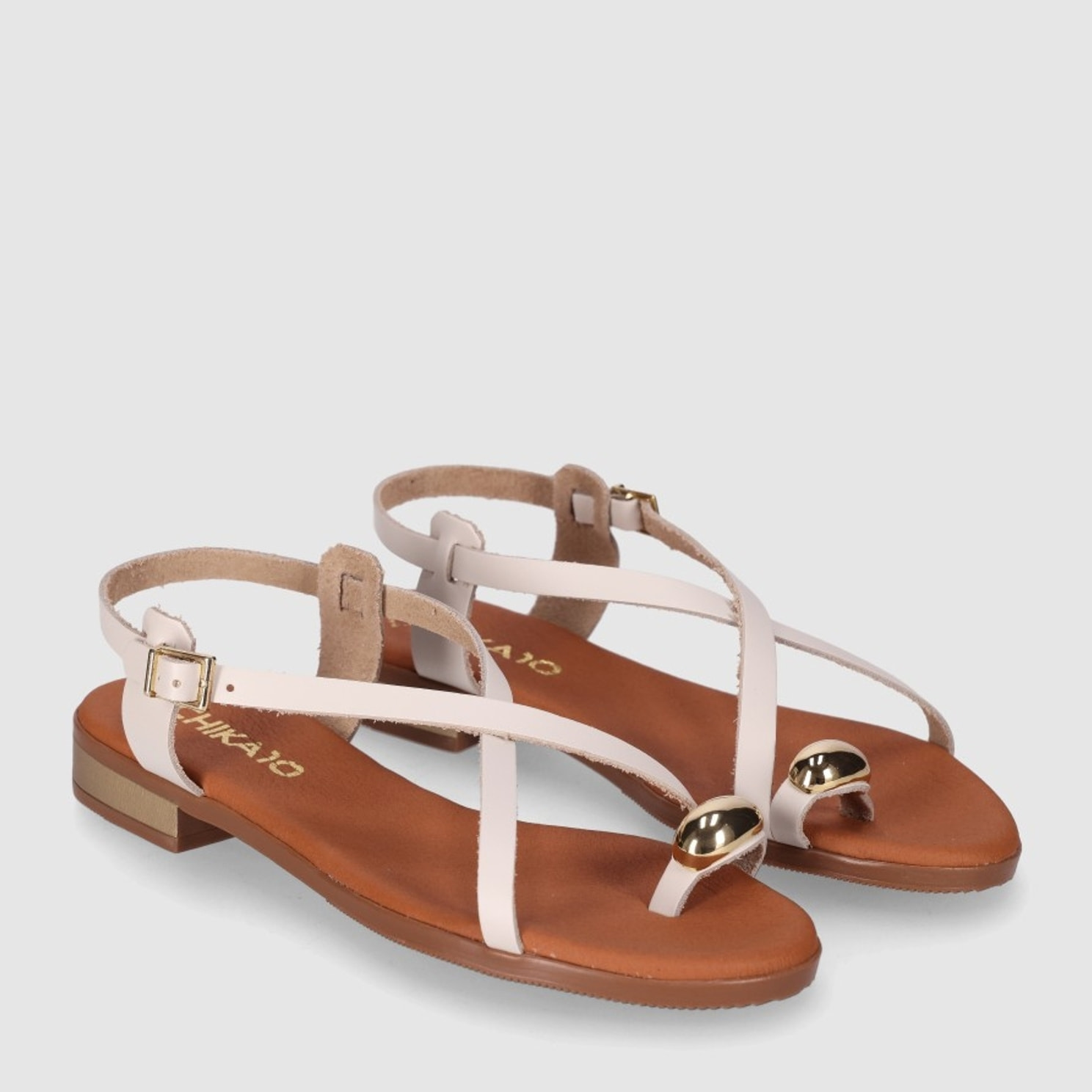 Sandalias de Piel - Hielo - Tacón: 2 cm