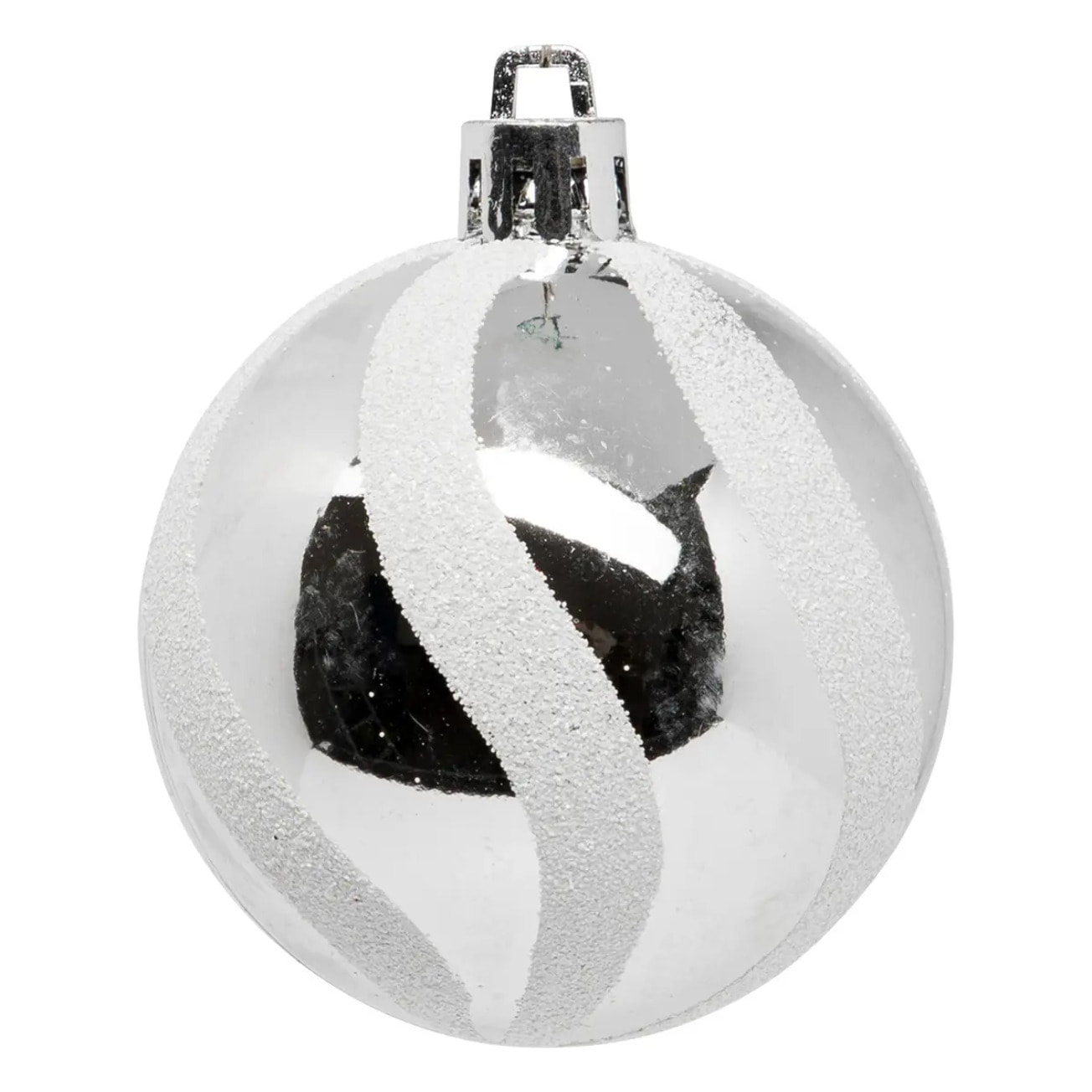 Boules de Noël "Colorama de Noël" lot de 25 en plastique D6cm argent blanc