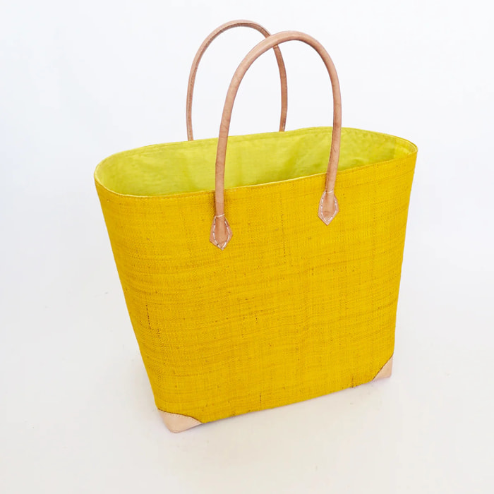 Panier artisanal de Madagascar - Tamatave GM Safran avec pochon