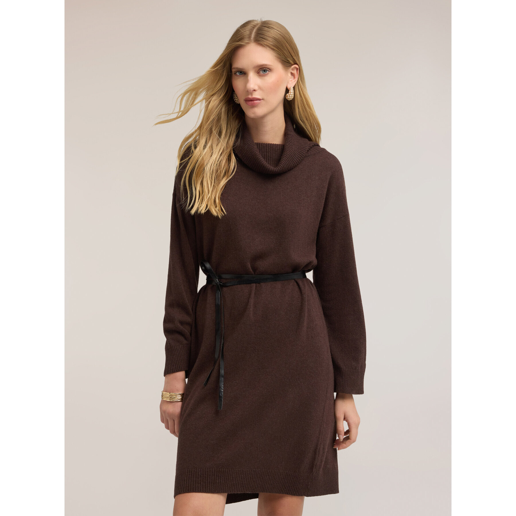 Motivi - Vestito over in maglia a righe - Marrone