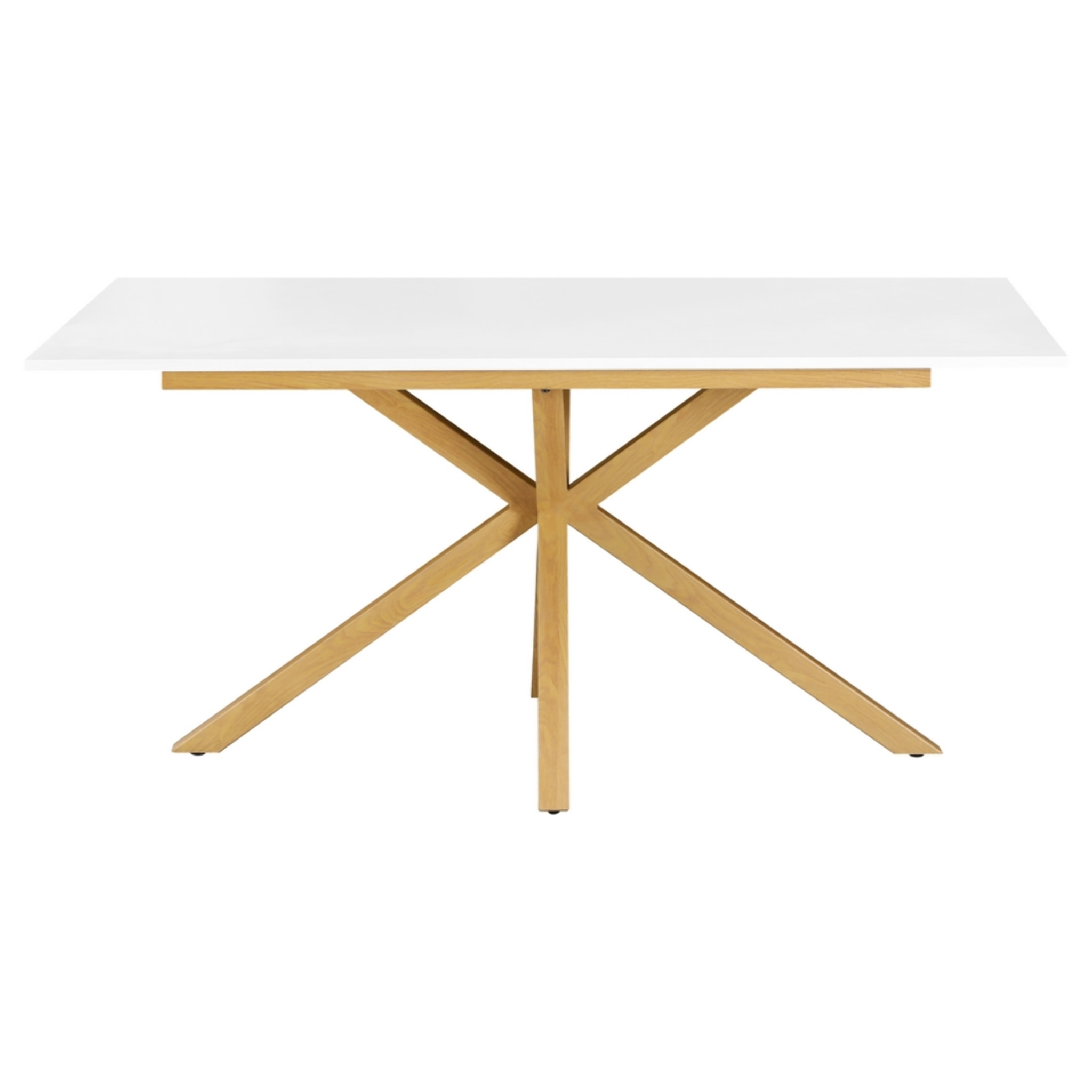 Tavolo rettangolare con top bianco gambe metalliche effetto rovere - Gabry