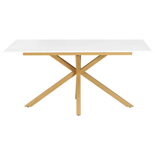 Tavolo rettangolare con top bianco gambe metalliche effetto rovere - Gabry