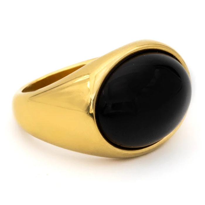 Anillo sello con piedra oval negro